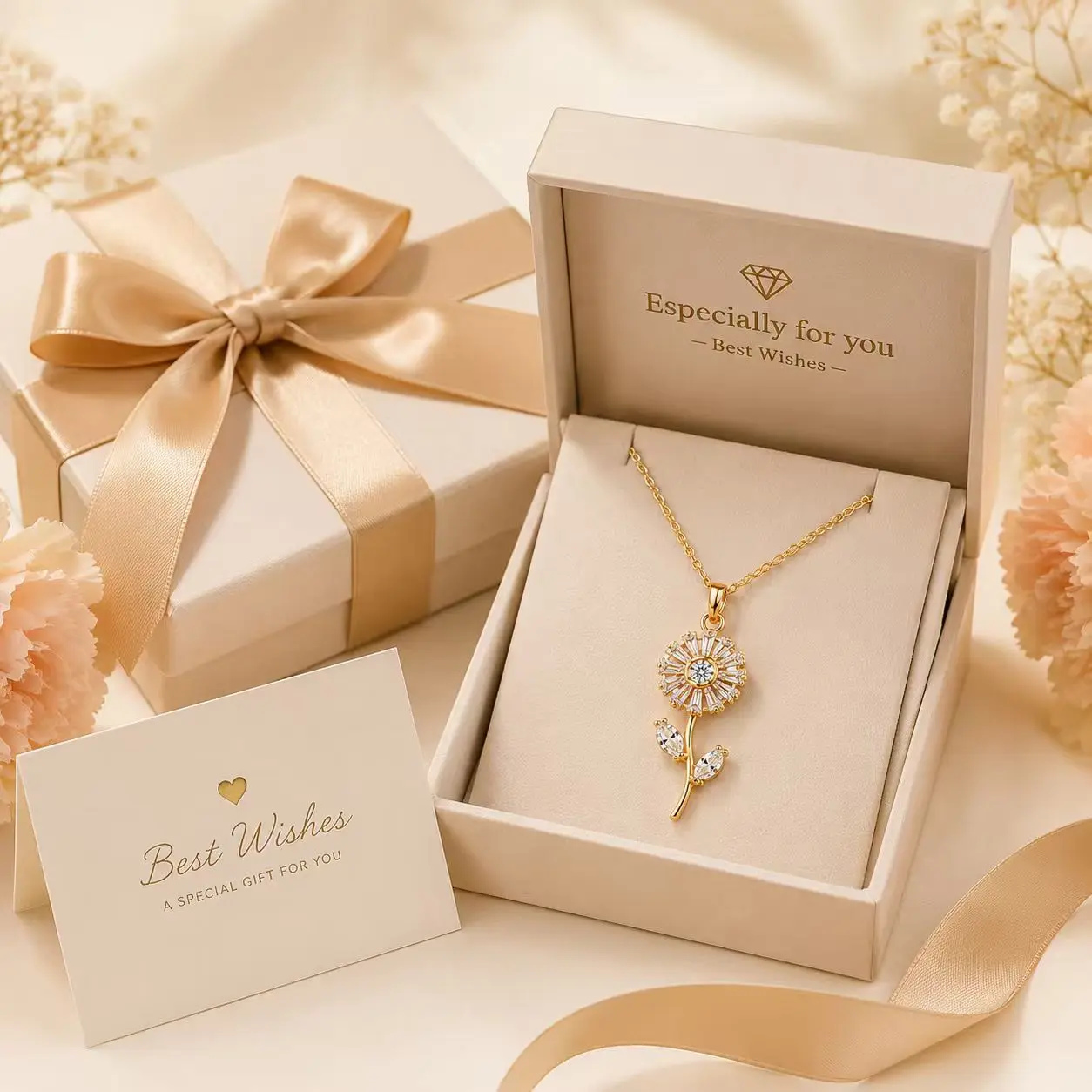 18K Gold Plated Titanium Steel Rotating 5-Petal Bauhinia Pendant Necklace - Bling Effect Soothing Restlessness Flexible Costume Jewelry
