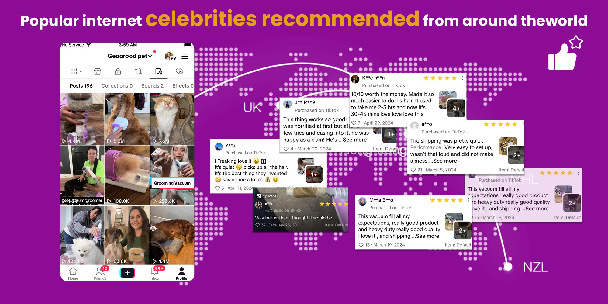 Geoorood Dog Grooming Vacuum Kit with 13000Pa Suction Power & 2.2L Dust Collection for Furry Animal Cleaning