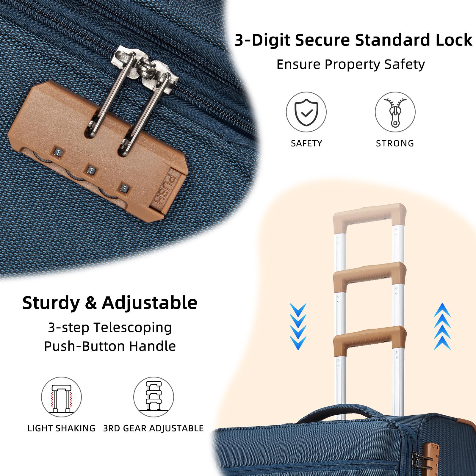 Multi Compartment 4 Piece Expandable Luggage Collection with New Silent Spinner Wheels TSA Locks(16in 20in 24in 28in)