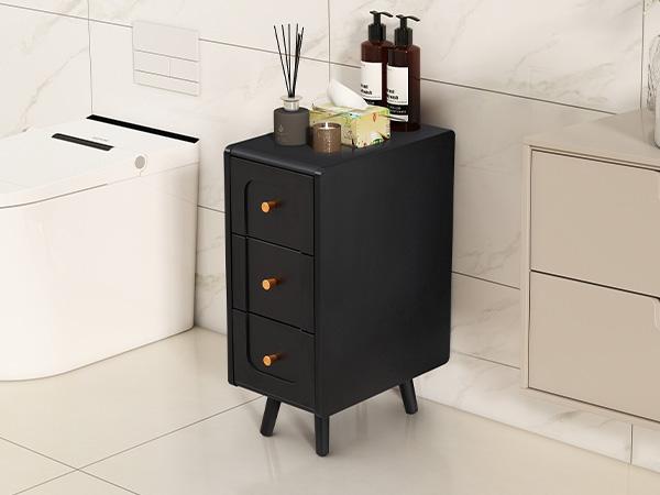 Giratree Small Nightstand with 3 Drawers, Narrow Bedside Table Vintage Skinny Night Stand with Storage, Wood Slim Side Table for Bedroom, Small Spaces, Living Room Giratree Small Nightstand with 3 Drawers, Narrow Bedside Table Vintage Skinny Night Stand with Storage, Wood Slim Side Table for Bedroom, Small Spaces, Living Room