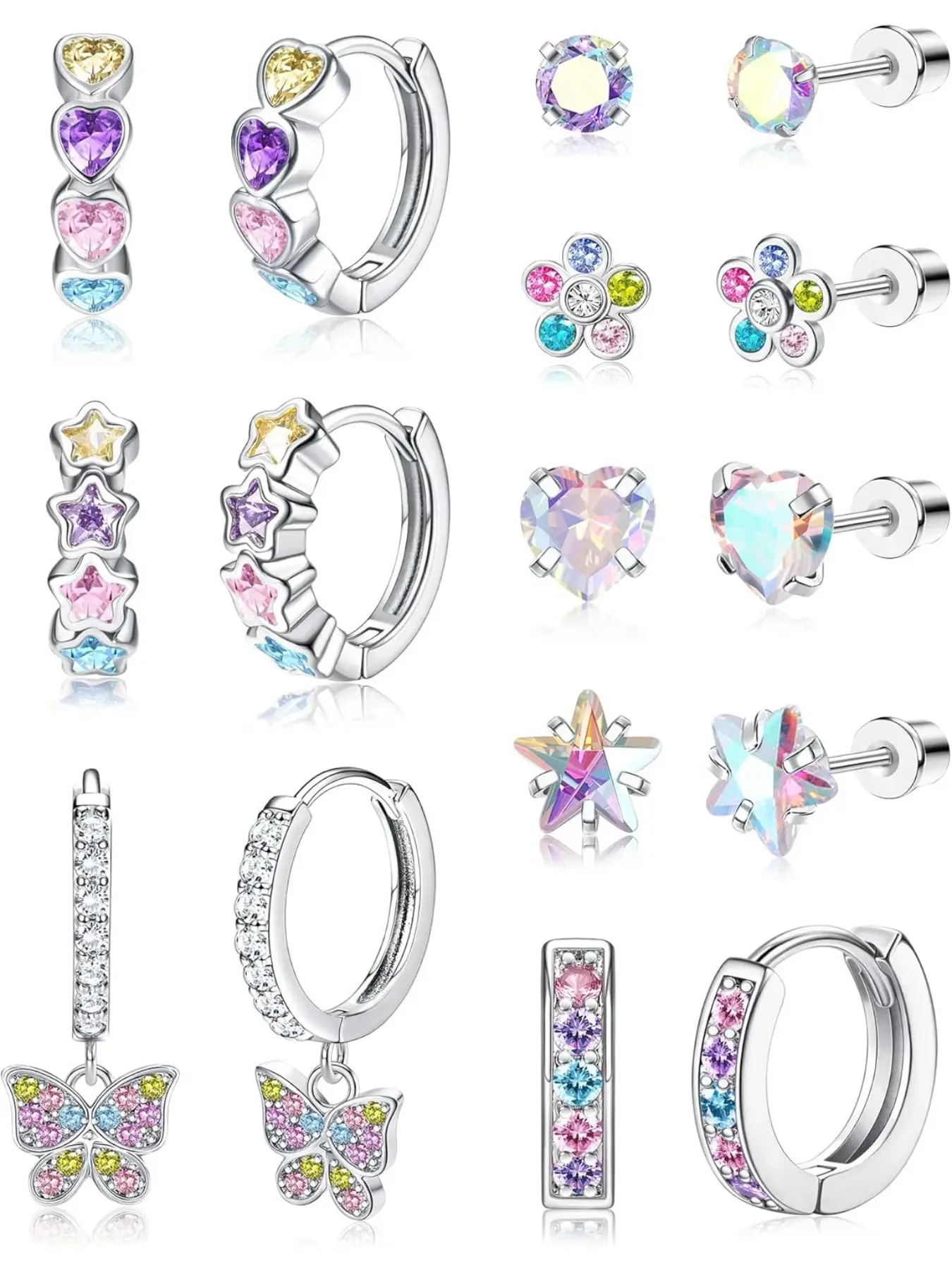 Hypoallergenic Earrings for Girls Women Stainless Steel Hoop Earrings for Sensitive Ears Screw Back Stud Earrings Set Cute Girls Toddler Earrings Kids Earrings Jewelry for Teen Girls Heart Shaped Earrings Dainty Lightweight Hoops Fashion Jewelry Earrings