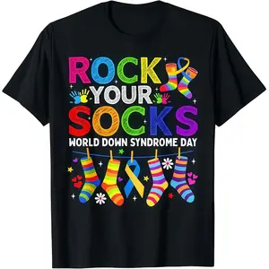 Rock Your Socks World Down Syndrome Day Funny Men Women Kid T-Shirt Shirt Classic