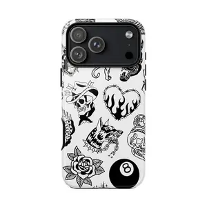 Black & White Tattoo - Halloween Phone Case  Old School  Suitable for iPhone 17161514131211 Pro MaxPlus