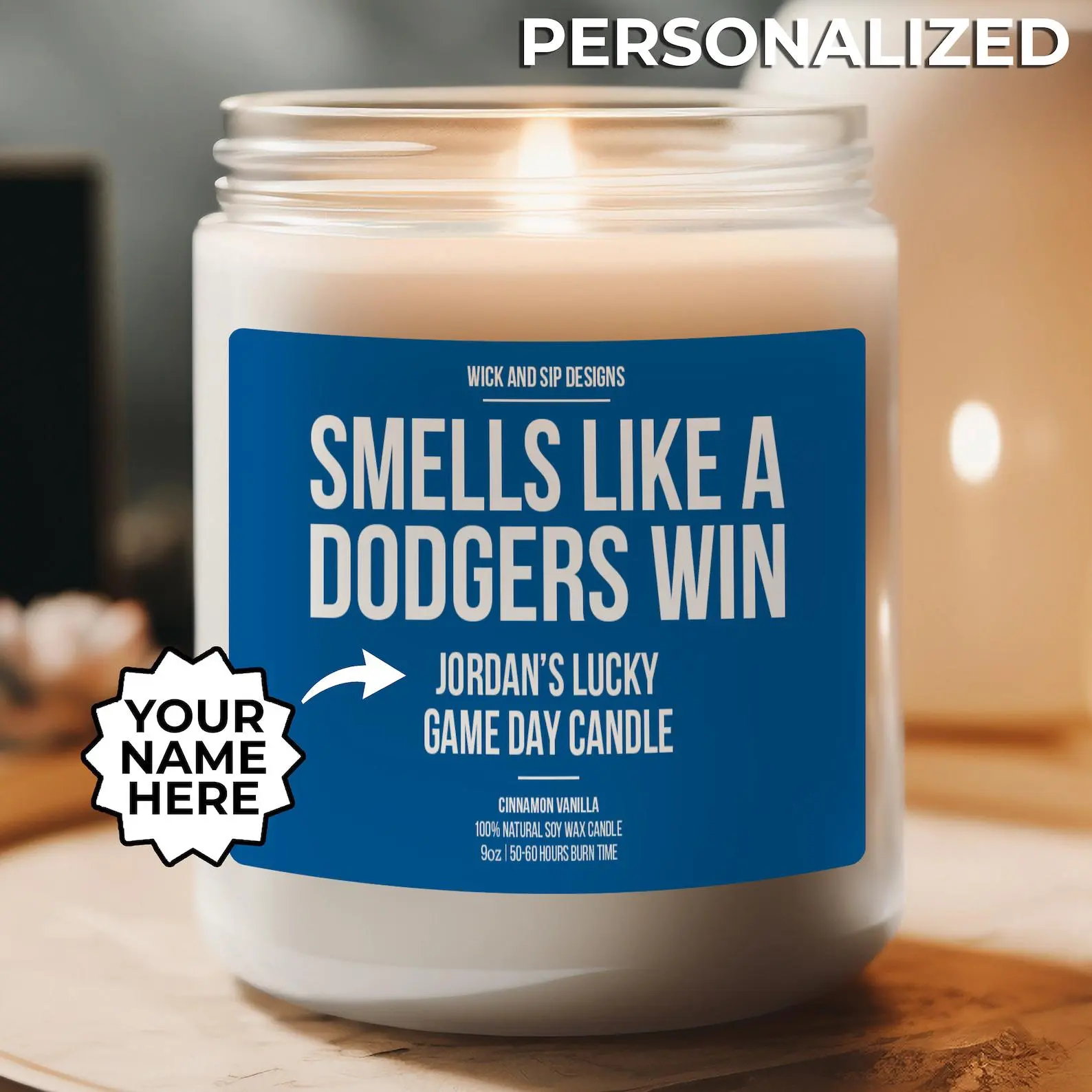 Smells like A Dodgers Win Candle, Custom Dodgers Candle, Gift for Baseball Fan, Lucky Candle, Gift for Dodgers Fan, Man Cave