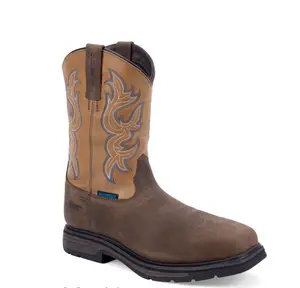 Old West Mens Waterproof Square Toe Tan/Brown Leather Cowboy Boots