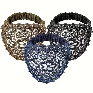 Women's Embellished Headbands Floral Lace Collection Lightweight Soft Fabric Boho Style Hairbands for Festival Wear