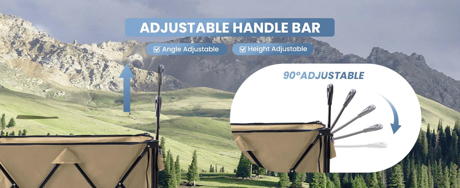 Large Capacity Folding Double Decker Wagon with Brakes 440 lbs Capacity Foldable Wagon Cart with Flexible Handle All Terrain Big Wheels for Grocery Sports Garden Camping