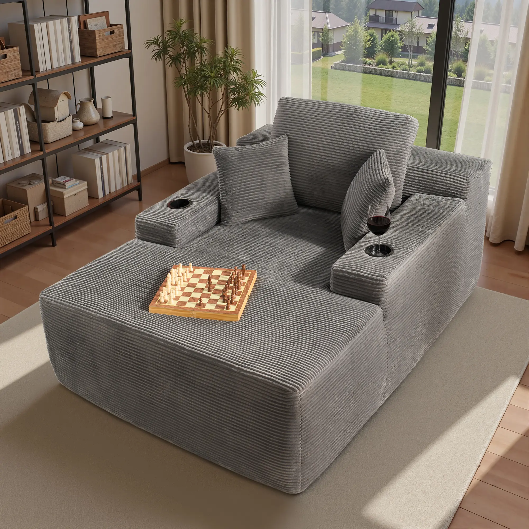 Grey Corduroy with Cup Holders Basic model