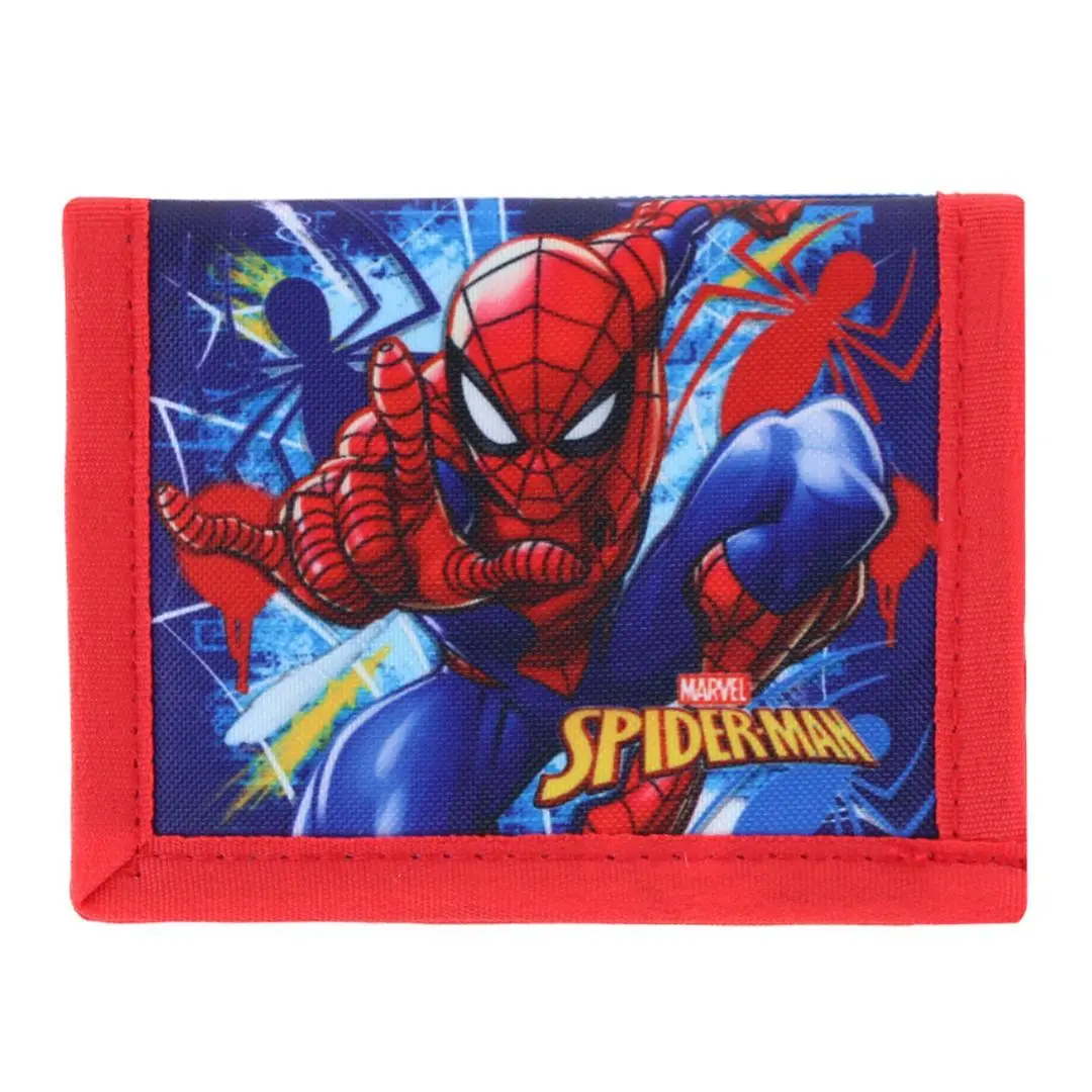 CTM Kid's Marvel Spiderman Power Hook & Loop Closure Bi Fold Wallet, Bifold Wallets