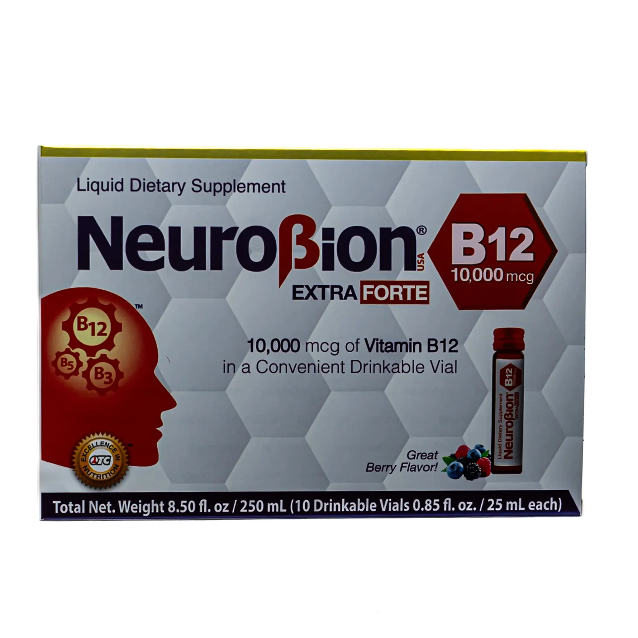 Extra Forte Vitamin B12 Dietary Supplement - 10,000 mcg, Healthcare Edible, Natural Optimum Nutrition Support (10 Vials) Fitness Antioxidant Multivitamin healthy ingredient self-care gift formula 10-in-1 Daily All-in-One Vegan