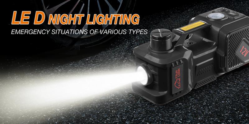 New Model Black 5-Ton Hydraulic Electric Jack with LED Light Air Compressor Toolbox Set for Tire Changing Inflation Versatile Tool Kit