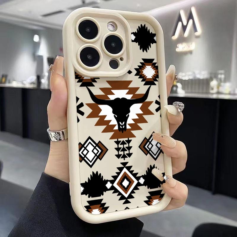 Western style long horn design Phone case for iPhone Samsung Galaxy cases 16Pro Max 16 14 13 12 11 XR XS Plus E S25 S24 S22 S23  Advanced fashion gift Full Body Protection Shockproof TPU Soft Silicone Cover