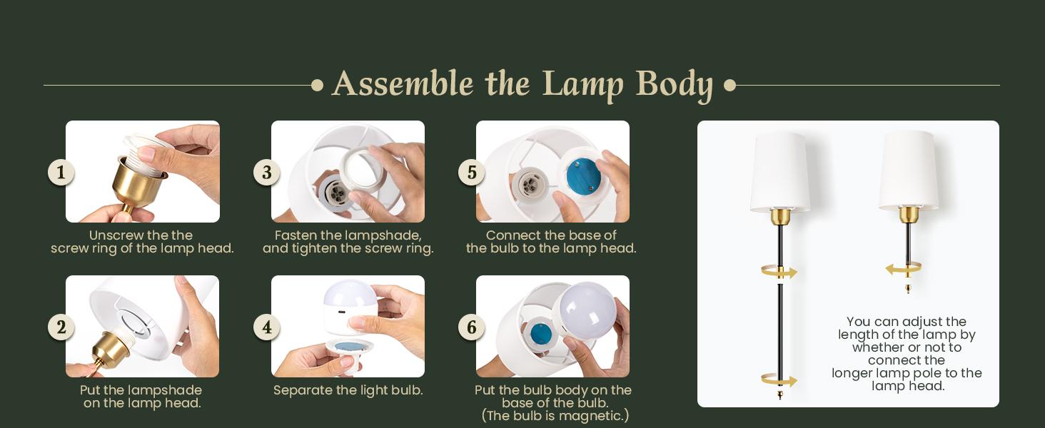 【Christmas Gift】Mid-Century Modern Battery Operated Wall Sconces Set of 2 Black Gold Wireless Lights with Rechargeable Magnetic Bulbs Remote Dimmable 15 RGB Colors for Bedroom Living Room Hallway Decor