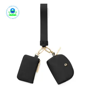 MEXS Mini Zip Around Wristlet Wallet for Women Dual Pouch Wristlet Portable Coin Purse Mini Women Coin Pocket