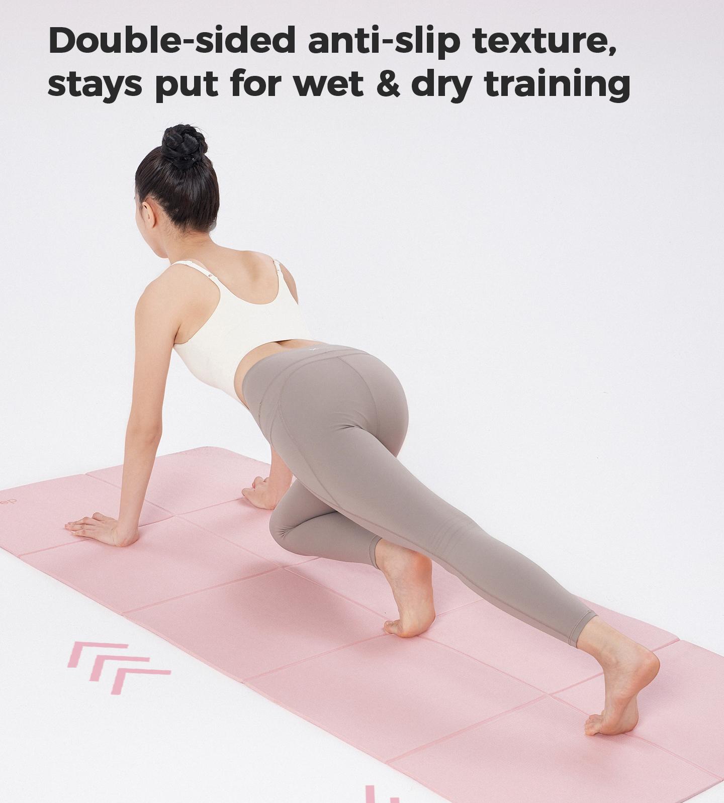 KEEP Folding Yoga Exercise Mat,72''x 24'' 6mm Thick Anti-Slip Antibacterial Easy Storage Portable Exercise Mat for Home Gym Travel with Elastic Sport Band