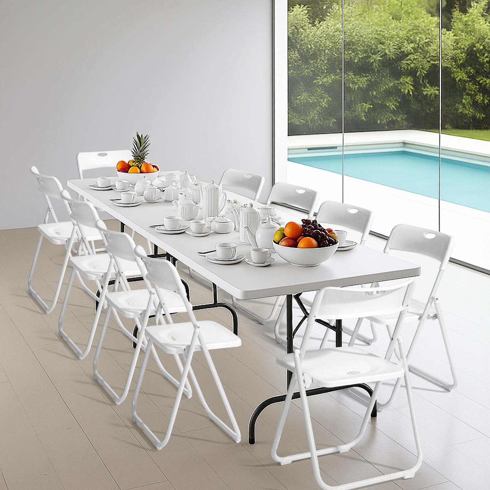 Karlhome 4/6/10 Pcs Folding Chair, 300LBS Lightweight Foldable Plastic Chair, Reinforced Metal Frame Easy to Fold & Store for Indoor Six colors & Outdoor, Wedding, Party, Meeting Room, Patio and Garden, White