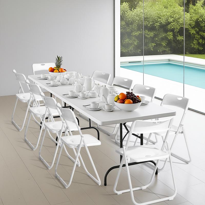 Karlhome 4/6/10 Pcs Folding Chair, 300LBS Lightweight Foldable Plastic Chair, Reinforced Metal Frame Easy to Fold & Store for Indoor Six colors & Outdoor, Wedding, Party, Meeting Room, Patio and Garden, White