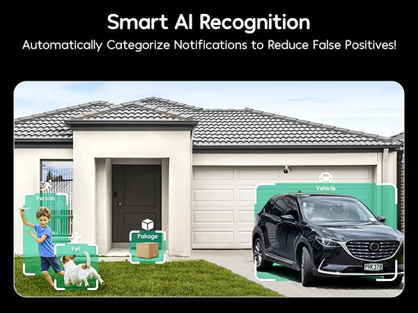 Winees Smart Cameras for Home/ Pets Security, Wired 2K Wi-Fi Camera for Indoor/Outdoor, AI Alarm Detection, Color Night Vision, 2-Way Audio, 2.4G