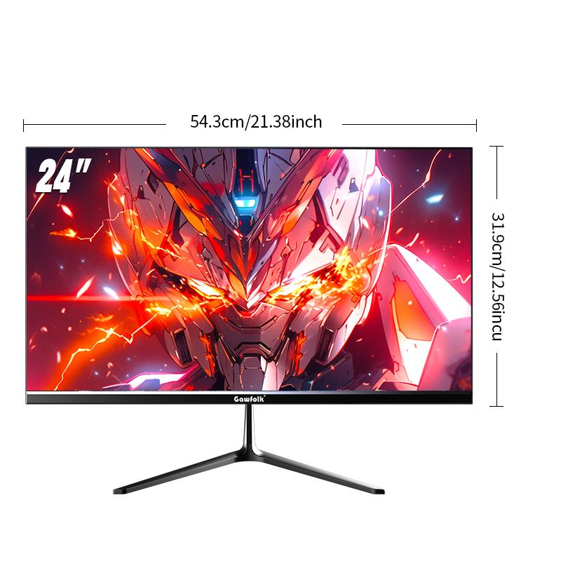 Gawfolk Gaming Monitor 24.5-inch 200Hz Refresh Rate Full HD 1080p PC Display Borderless Flat-Panel Design Built-in Speakers FreeSync Technology Support HDMI & DisplayPort Compatibility VESA 75x75 Wall-Mount Standard