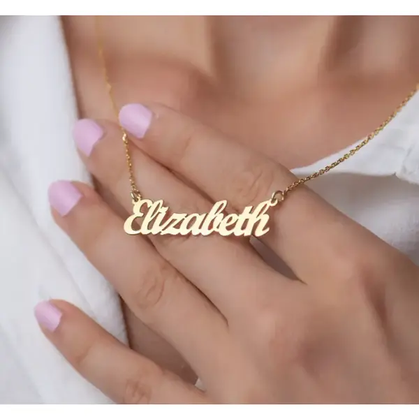 Gold Custom Necklace - 18" 14K Gold Necklace with Name Charms