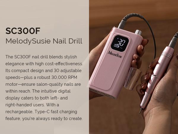 Professional Rechargeable Nail Drill 30000 RPM for Acrylic Nails Gel Polishing Manicure