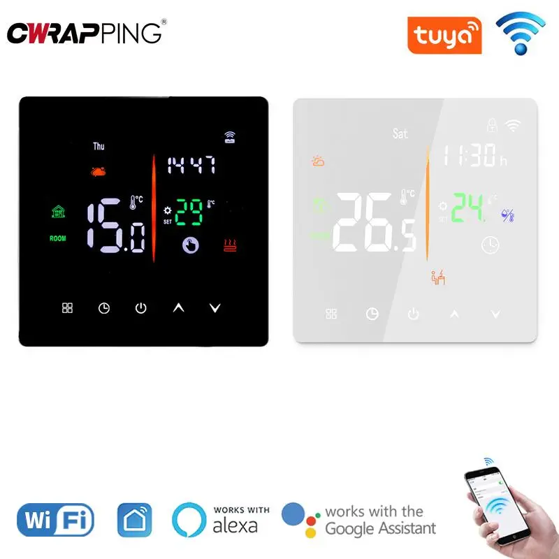 Smart WiFi Thermostat Hygrometer with Child Lock for Water Floor Heating Energy Saving Temperature Control System Home Apartment