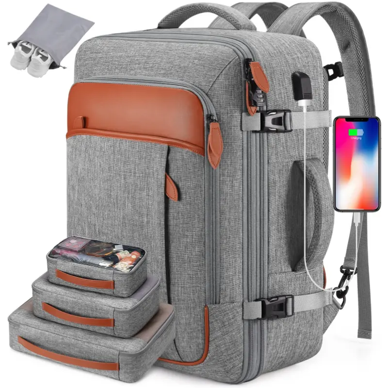UKEIN 42L Travel Backpack for Men & Women, High Capacity Carry-On for School with Durable Fabric, Breathable Mesh Straps, Carry Handle, Shoe Pocket & 17-inch Laptop Compartment, Back To School Backpack, Durable Fabric Backpacks tiktokshopbacktoschool
