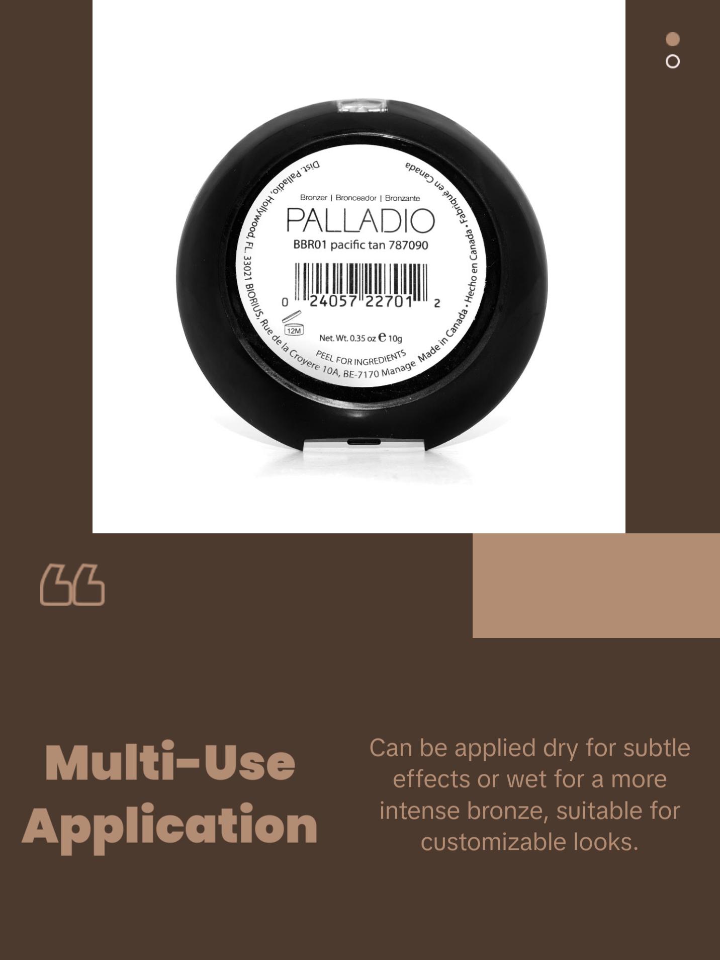 Palladio Baked Bronzer, Highly Pigmented and Easy to Blend, Shimmery Bronzed Glow, Use Dry or Wet, Lasts all day long, Provides Rich Tanning Color Finish, Powder Compact