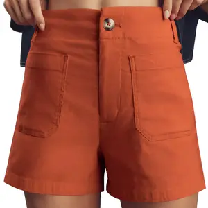 miduo Womens 2026 Casual Zipper Buttoned High Waisted Form-Fitting Shorts with Patch Pockets Womenwear