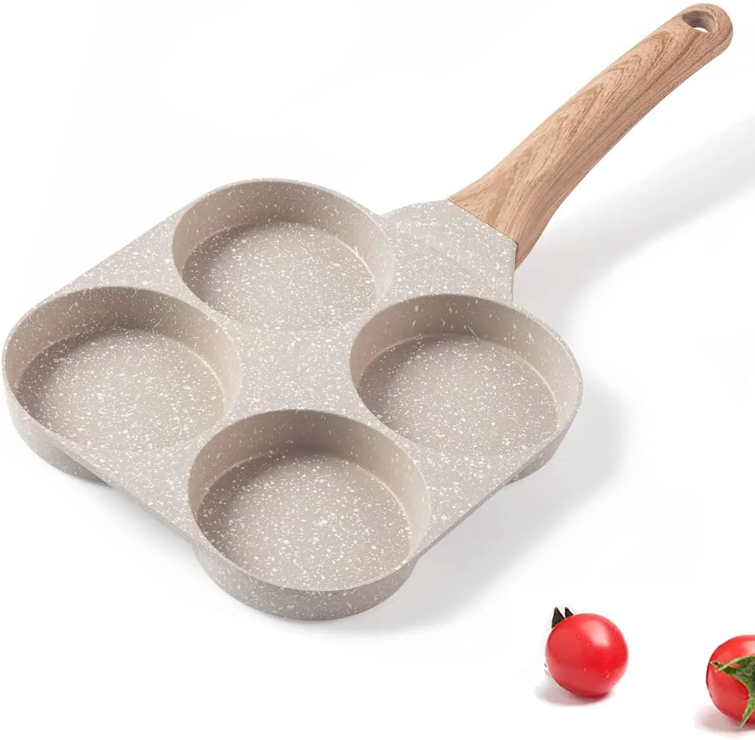 Egg & Omelette Pan, 4-Cup Nonstick Granite Omelette Skillet - Pancake Pan and Healthy Egg Cooker, Suitable for Gas Stoves and Induction Cooktops.