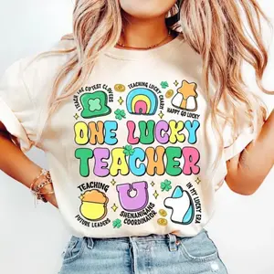 St. Patrick's Day Teacher T-Shirt, Teacher St Patrick Day Gift, Shenanigans Coordinator, Groovy St Patrick Day Shirt, One Lucky Teacher Shirt