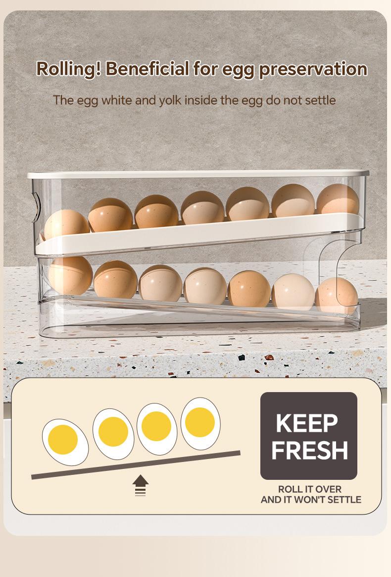 MiAoLi Rolling Egg Holder for Fridge, Egg Dispenser for Refrigerator, Automatic Rolling Storage Container for Countertop, Kitchen &Outdoor Use (3.35"x3.74"x11.02") 1 Pack