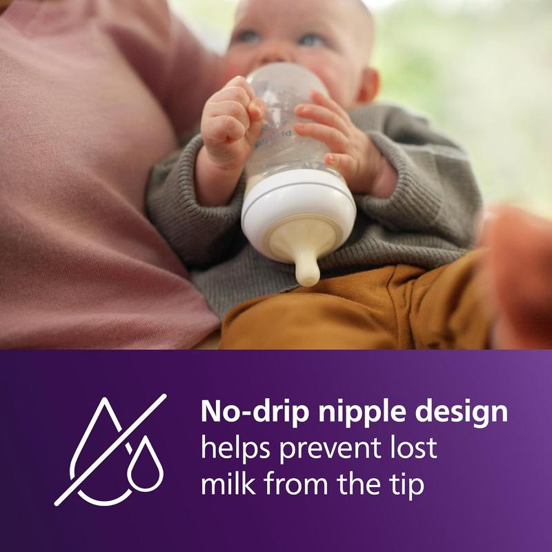 Natural Baby Bottles with Natural Response Nipples (Medium Flow, Flow 3), 9oz, 4-Pack