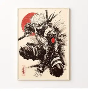 Naruto Anime Graphic Poster - Kakashi Sensei Sharingan Wall Art - Unframed High-Definition Art Print - Hidden Leaf Ninja Home Decor - Gift for Naruto Fans