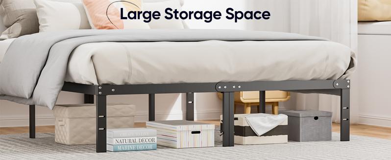 Sweet Furniture Bed Frame Heavy Duty Metal Platform Frames Queen Size with Storage Space Under Frame,Sturdy Steel Slat Support,No Box Spring Needed