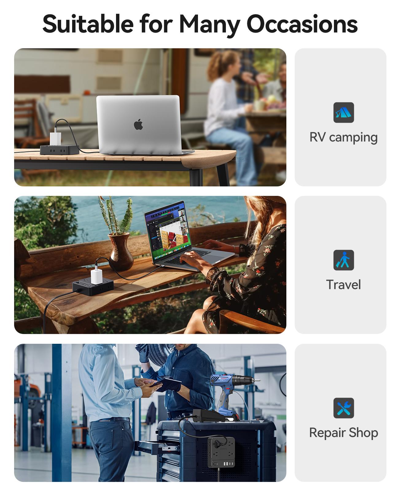 Surge Protector Power Strip, Outlet Extender with 8 Outlets 4 USB Ports (2 USB C), Overload Protection, Long Extension Cord with Multiple Outlets for Indoor, Home, Office-SP1