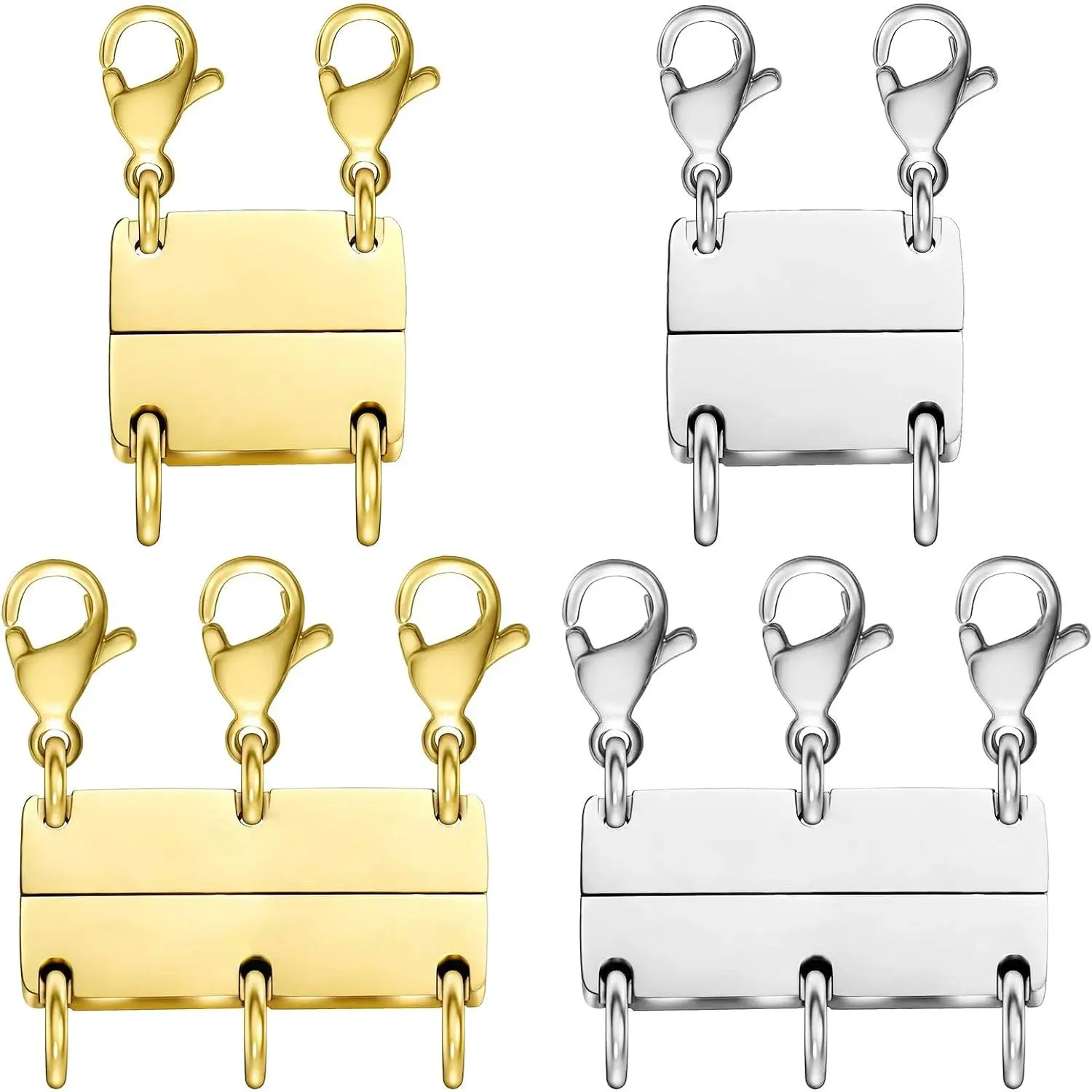 Necklace Layering Clasps Magnetic Clasps,18K Gold and Silver Separator for Stackable Necklaces and Chains