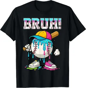 Baseball Drip Boys Bruh Ice Cream Bruh Meme for Son Grandson T-Shirt - Crewneck Men Women Youth Boys Girl T-shirt Cotton Fabric