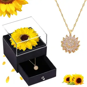 Forever Sunflower Gifts for Women Girlfriend Wife Mom  Ou Are My Sunshine Necklace Gift Box for Birthday Wedding Mother's Day