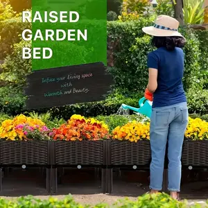Raised Garden Bed Planter Box with Legs, Outdoor & Indoor Vegetable Growing Box for Tomatoes Herbs Carrots, Elevated Plastic Garden Bed with Drainage, Easy Assemble Self Watering Planter for Patio Balcony Backyard