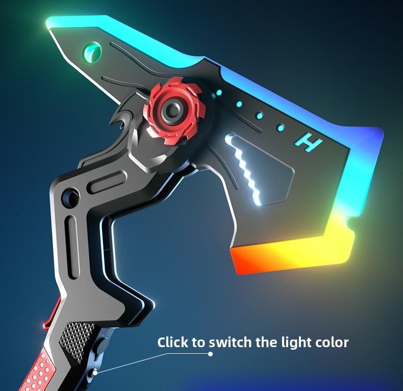 Cool Shadow Sword Ax with LED Lighting Effect 7-Color RGB Changing Atomizing Spray Transformable Dual Form Battle Ax for Role Play Party Christmas Gifts