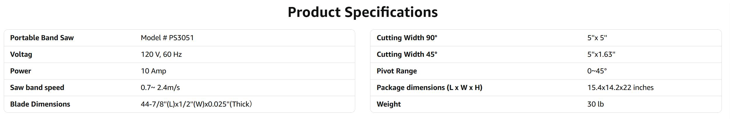 PowerSmart Portable Band Saw with Removable Alloy Steel Base, 10Amp 1100W Motor 5-Inch Deep Cut Bandsaw for Metal(PS3051)