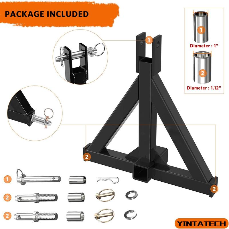 YITAMOTOR 3 Point 2" Receiver Trailer Hitch Heavy Duty Drawbar Adapter Category 1 Tractor Tow Compatible for Kubota, BX, LM25H, WLM Tractor, NorTrac, Yanmar, Kioti, Cat, John Deere