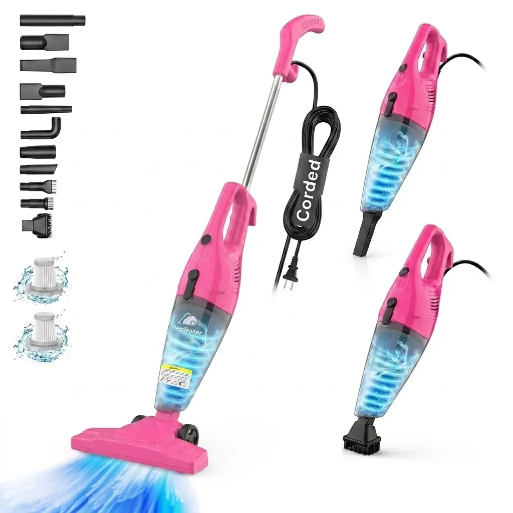 INTERCLEANER 1701 Corded Stick Vacuum Cleaner, 11-in-1 Versatile Attachments, Ultra-Lightweight Bagless Upright & Handheld Vacuum for Pet Hair, Hardwood Floors, Carpet, Car Cleaning, Home Cleaning Tools & Pet Lovers,back to school,back to school haul