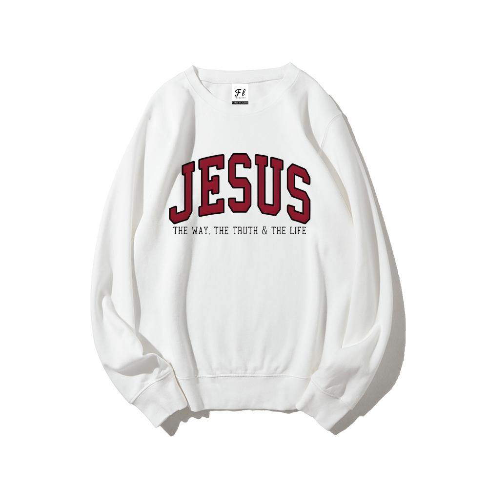 Christian Sweatshirt Jesus Pullover Faith Crewneck Soft Breathable Fit Hoodie for Women Everyday Wear Basic Printed Design Women's Wear Chic Casual Tops Womenswear Fitted Long Sleeve Winter Style