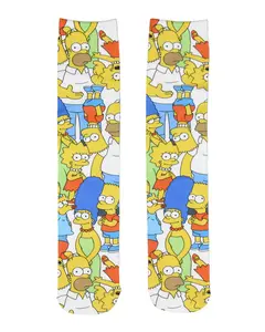 The Simpsons Men's Novelty Simpsons Family Collage All Over Print Sublimated Photoreal Crew Socks Shoe Size 6-12