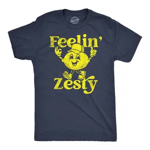 Mens Feelin Zesty Funny T Shirt Sarcastic Lemon Graphic Novelty Tee for Men Mens Funny T Shirts Cool Vintage Fashion T-Shirt Gift Classic Menswear Sarcastic Apparel for Men Funny Food Short Sleeve Novelty Tees Navy -