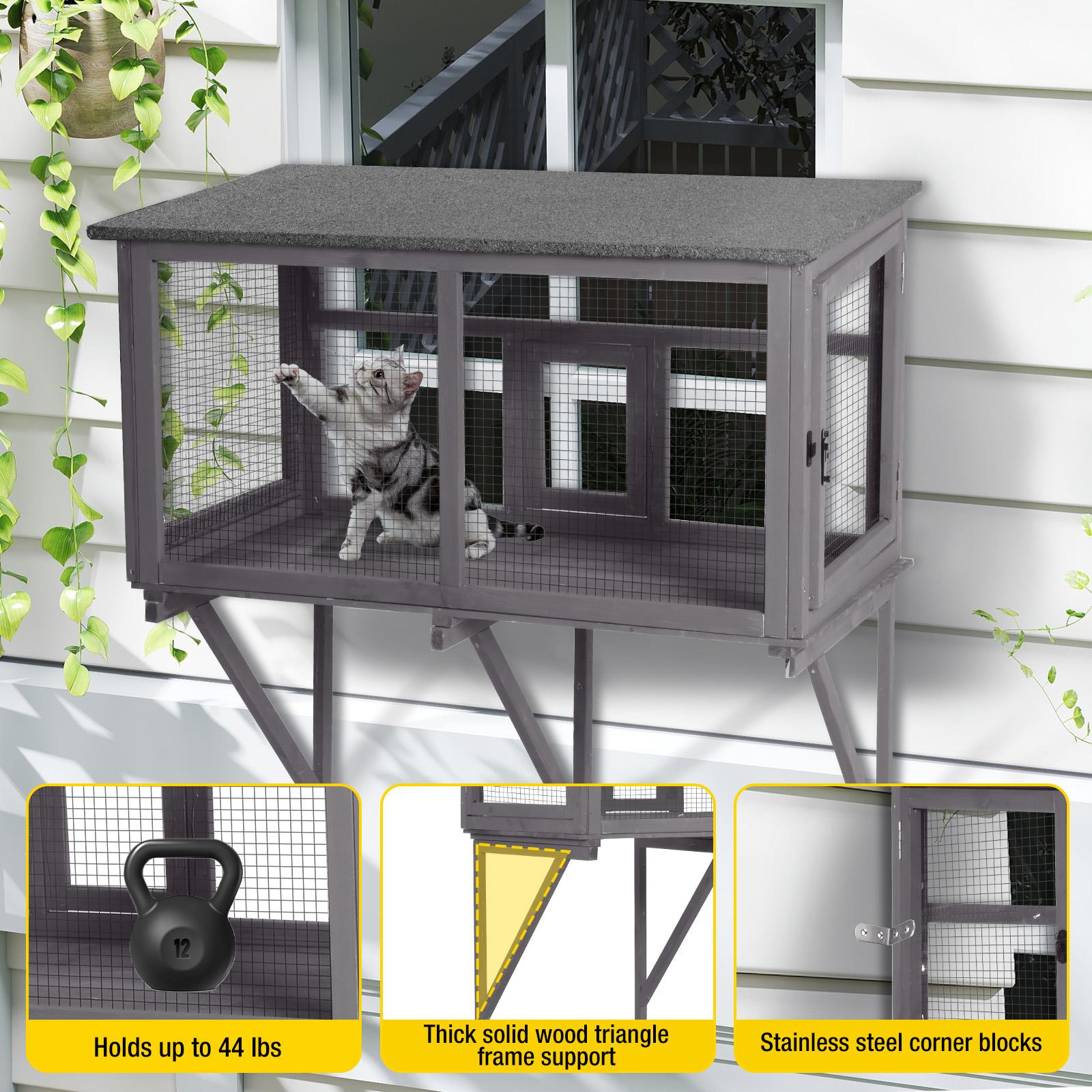 Aivituvin-AIR7016 Wooden Cat Window Catio | Waterproof Roof Aivituvin-AIR7016 Wooden Cat Window Catio | Waterproof Roof