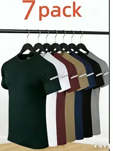 7pcs Men'S Athletic T-Shirts - Moisture-Wicking Quick-Dry Workout Tops with Reflective Stripes, Lightweight Breathable Gym Shirt for Running, Training , Breathable And Quick-Dry Short-Sleeve T-Shirts, Moisture-Wicking Tops for The Gym