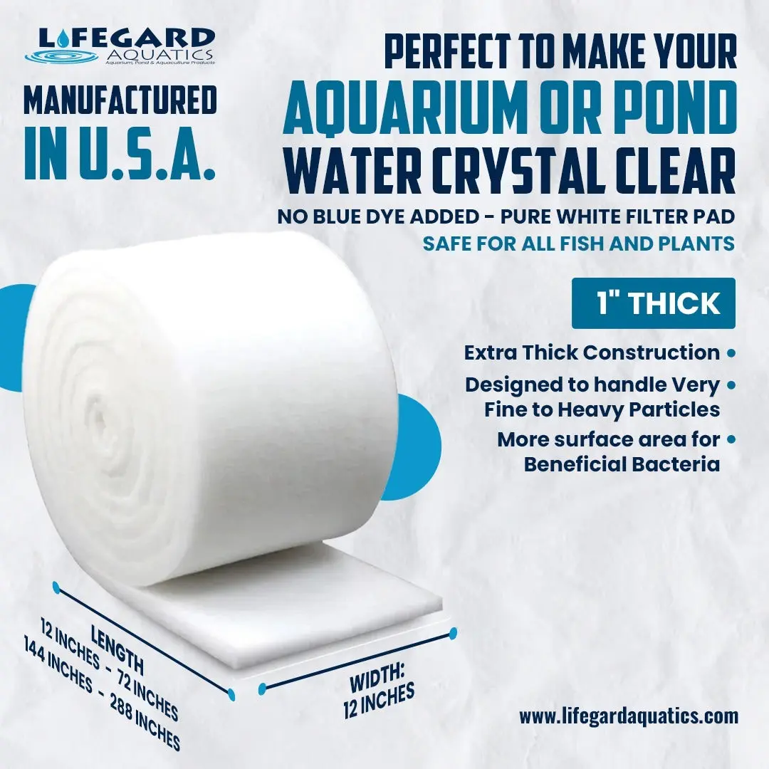 2-Layer Bonded Aquarium Media Roll - 288in x 12in Pre-Filter Floss Pad, Aquarium Media Pad for Fish Tank Pumps, Filters & Water Filtration of Fine to Heavy Particles, Two-Layer